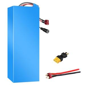 Veleylr 48V 10Ah Ebike Battery Scooter Lithium Battery with 20A BMS & Waterproof PVC Case, T-Plug/Support for 250-1000W DIY Projects