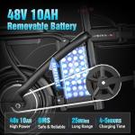 GWEIT Electric Bike for Adults, 48V 10AH Removable Battery, 20MPH 25Miles Commuting Ebikes for Women Men, 500W Brushless Motor, Lightweight 14'' Tires Folding Electric Bicycles, LCD Display
