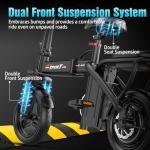 GWEIT Electric Bike for Adults, 48V 10AH Removable Battery, 20MPH 25Miles Commuting Ebikes for Women Men, 500W Brushless Motor, Lightweight 14'' Tires Folding Electric Bicycles, LCD Display