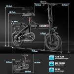 GWEIT Electric Bike for Adults, 48V 10AH Removable Battery, 20MPH 25Miles Commuting Ebikes for Women Men, 500W Brushless Motor, Lightweight 14'' Tires Folding Electric Bicycles, LCD Display