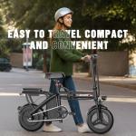 GWEIT Electric Bike for Adults, 48V 10AH Removable Battery, 20MPH 25Miles Commuting Ebikes for Women Men, 500W Brushless Motor, Lightweight 14'' Tires Folding Electric Bicycles, LCD Display