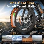 Electric Bike for Adults - 28MPH(PAS Mode) Fat Tire E-Bike, 48V 15.6Ah/25Ah Removable Battery, Full Suspension, LCD Display, 20" All-Terrain Tires Adult Electric Bicycle for Off-Road Commute