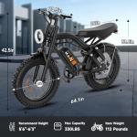 Electric Bike for Adults - 28MPH(PAS Mode) Fat Tire E-Bike, 48V 15.6Ah/25Ah Removable Battery, Full Suspension, LCD Display, 20" All-Terrain Tires Adult Electric Bicycle for Off-Road Commute