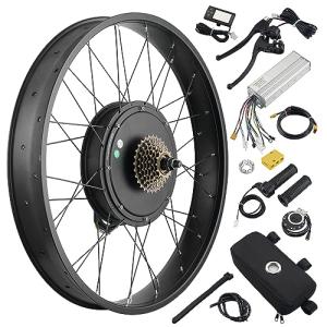 AW 26"x4" Fat Tire 48V Ebike Electric Rear Wheel Bicycle Kit Electric Bike Conversion Kit LCD Display 1500W Hub Motor Kit Dual Mode Controller