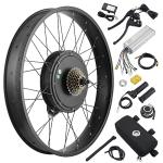 AW 26"x4" Fat Tire 48V Ebike Electric Rear Wheel Bicycle Kit Electric Bike Conversion Kit LCD Display 1500W Hub Motor Kit Dual Mode Controller