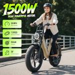 TST Electric Bike for Adults, 1500W Peak Motor Ebike with 48V 15Ah Built-in Battery, 60 Miles Range 28 MPH Electric Bicycle, 20" Fat Tire Step-Thru E Bike with Rear Seat, Safety Tested to UL 2849