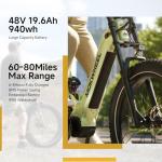 MOKWHEEL Electric Bike for Adults Compatible with Inverter, 1300W Electric Mountain Bike, 48V 19.6AH ElectricBike, 26"x 4" Fat Tire Ebike, SHM 10-Speed Torque Sensor Ebike with 80 Miles Onyx ST Green