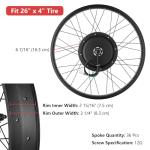 AW 26"x4" Fat Tire 48V Ebike Electric Rear Wheel Bicycle Kit Electric Bike Conversion Kit LCD Display 1500W Hub Motor Kit Dual Mode Controller