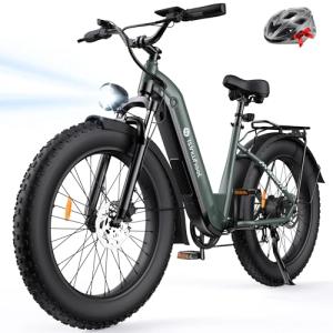 isinwheel Electric Bike for Adults,1500W Peak Motor Hydraulic Brake Electric Dirt Bike, 28MPH 75-105Miles(PAS) Ebike with 48V 13AH/18AH Battery,26" Step-Thru Full Suspension Electric Mountain Bike