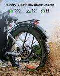 isinwheel Electric Bike for Adults,1500W Peak Motor Hydraulic Brake Electric Dirt Bike, 28MPH 75-105Miles(PAS) Ebike with 48V 13AH/18AH Battery,26" Step-Thru Full Suspension Electric Mountain Bike