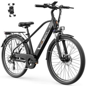 Jasion Roamer Electric Bike for Adults, 60miles Range, 28MPH Max Speed, 1200W Peak Motor, 528WH Removable Battery City Cruiser Ebike, 26" Commuter E Bike,Front Suspension Bicycles, Certified by UL2849