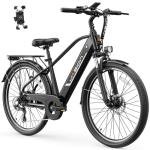 Jasion Roamer Electric Bike for Adults, 60miles Range, 28MPH Max Speed, 1200W Peak Motor, 528WH Removable Battery City Cruiser Ebike, 26" Commuter E Bike,Front Suspension Bicycles, Certified by UL2849