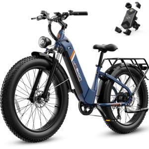 Jasion Thunder Electric Bike for Adults,1800W Peak Fat Tire E Bikes,26''x 4'',80 Miles with 864Wh Removable Battery Ebike, 30+MPH Max Speed Bicycles,Hydraulic Brakes,Front Suspension