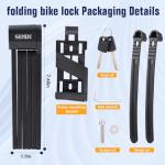 Folding Bike Lock - Folding Locks with 2Keys Heavy Duty Anti Theft Alloy Steel with Mounting Bracket 2pc Straps Bicycle Locks for Bicycles E-Bikes Scooter Mountain Bikes (30 in)