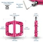 JETCAT Mountain Bike Pedals Flat - MTB Pedals Flat, Bicycle Pedals for BMX/MTN/Road/Gravel/EBike, BMX Pedals, Platform Pedals, Adults & Kids Bike Replacement - Pink 9/16