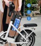 WINDHORSE 16" Folding Electric Bike for Adults, 630W Peak Motor, 20MPH, 19–35 Miles Pedal Assist Range, LCD Display, Suspension, Dual Disc Brakes, Removable Battery, Commuter Ebike (Pure White)