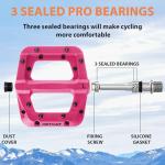 JETCAT Mountain Bike Pedals Flat - MTB Pedals Flat, Bicycle Pedals for BMX/MTN/Road/Gravel/EBike, BMX Pedals, Platform Pedals, Adults & Kids Bike Replacement - Pink 9/16