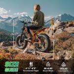 TST Electric Bike for Adults, 1500W Peak Motor 28 MPH 60 Miles Fat Tire E Bike with 48V 15Ah Removable Battery 20" Electric Dirt Bike Hydraulic Suspension, Orange, Safety Tested to UL 2849