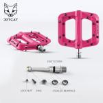 JETCAT Mountain Bike Pedals Flat - MTB Pedals Flat, Bicycle Pedals for BMX/MTN/Road/Gravel/EBike, BMX Pedals, Platform Pedals, Adults & Kids Bike Replacement - Pink 9/16