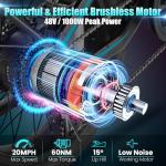 Wooken Electric Bike for Adults, Peak 1000W Motor Ebike,20"x4.0" Fat Tire Electric Bike,48V 13AH Removable Lithium-ion Battery, Up to 60 Miles,Step-Thru Electric Mountain Bike,SGS Certified to UL 2849