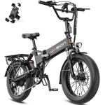 Jasion EB7 20" Foldable Electric Bike Fat Tire for Adults, 1200W Peak, 48V Removable UL-Certified Battery, 28MPH 55 Mi Range Commuter Electric Bike with Dual Suspension for City,Beach,Snow,Mountain