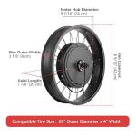 AW 20"x4" Fat Tire 48V Ebike Electric Front Wheel Bicycle Kit Electric Bike Conversion Kit 1000W Hub Motor Kit Dual Mode Controller