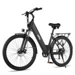 Qlife Cityone 26" Electric Bike for Adults, Peak 750W Step-Through Ebike, 40-Mile Range, Up to 22 MPH, Removable Battery, 7-Speed Commuter Electric Bike, City Comfort Ride, Black/FR