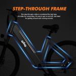 Qlife Cityone 26" Electric Bike for Adults, Peak 750W Step-Through Ebike, 40-Mile Range, Up to 22 MPH, Removable Battery, 7-Speed Commuter Electric Bike, City Comfort Ride, Black/FR
