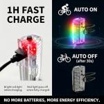 HANZE Bike Wheel Lights Rechargeable, LED Bicycle Spoke Lights 7-Color with 12 Flashing Modes, Motion Sensor Auto On/Off, Waterproof Night Riding Accessories for Kids & Adults E-Bike (2 Pack)