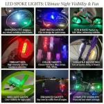 HANZE Bike Wheel Lights Rechargeable, LED Bicycle Spoke Lights 7-Color with 12 Flashing Modes, Motion Sensor Auto On/Off, Waterproof Night Riding Accessories for Kids & Adults E-Bike (2 Pack)