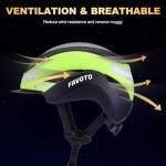 Favoto Bike Helmet with Turn Signals - CPSC Certificated Dual Shell Helmet with Removable Visor & Goggles USB Rechargeable Front and Back LED Lights, Green, Large, HT-16