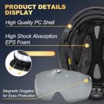 Favoto Bike Helmet with Turn Signals - CPSC Certificated Dual Shell Helmet with Removable Visor & Goggles USB Rechargeable Front and Back LED Lights, Green, Large, HT-16