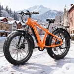 PUCKIPUPPY Electric Bike for Adults with 960W(Peak), 26" Fat Tire Electric Mountain Bike，48V 15AH Removable Battery Ebike, 28MPH Aluminum Frame E Bike with Rear Storage Shelf, Beagle(Orange)
