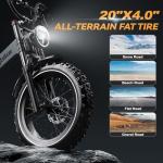 Foldable Electric Bike for Adults, 2000W Peak Motor Ebike, 48V 25AH Removable Battery, 20"x4.0" Fat Tires 35MPH Dirt Bike, 100 Miles Hydraulic Brake Magnesium alloy Frame Folding Mountain Bicycle Grey