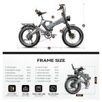 Foldable Electric Bike for Adults, 2000W Peak Motor Ebike, 48V 25AH Removable Battery, 20"x4.0" Fat Tires 35MPH Dirt Bike, 100 Miles Hydraulic Brake Magnesium alloy Frame Folding Mountain Bicycle Grey