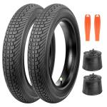 MAKELEN 20x4.0 Fat Bike Tires 2-Pack - All-Terrain Bicycle & E-Bike Tires with Shallow Block Tread for Superior Grip, Excellent Water Dispersion (Black(2 Tires&2Tubes), 20x4)