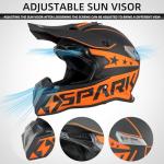 SPARK ATV & Dirt Bike Helmet for Adults - DOT Certified Motocross Helmet withQuick Release, Lightweight Off-Road Design for Motocross & Trail Riding (Matte Orange Voyager, Medium)