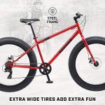 Mongoose Dolomite Fat Tire Mountain Bike, For Men and Women, 26 Inch Wheels, 4 Inch Wide Knobby Tires, 7-Speed, Adult Steel Frame, Front and Rear Brakes, Red