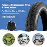 MAKELEN 2 Pack E-Bike Tire Kids Bike Tire 14x2.125 with 2 Tubes Strong Grip Compatible Replacement Bicycle Tire for Electrc Bicycle Black