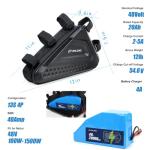 H HAILONG 48V 20Ah Battery Power Pack with Waterproof Triangle Bag & 4A Fast Adapter, 1000W Battery for 250W-1500W Motors, 3-Prong XLR Connector, Fits Mountain/Road Bi-kes, 12x7.5x3.6 Inch