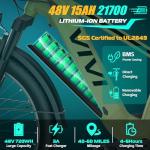 Vivi ACE01 Electric Bike for Adults,26" x 4.0 Fat Tire Ebike,1500W Peak Motor Torque Sensor Electric Mountain Bike,25MPH Electric Bicycle with 48V 15AH Battery,Hydraulic Brake,SGS Certified to UL2849