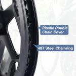 Prowheel E Bike/ Bike Crankset 1 Piece/Single 48T/52T Steel Chainring with Double Chain Cover 170mm Aluminium Alloy Arm for Single Speed and 6/7/8 Speeds Electric Bike,Bicycles, Folding Bicycle