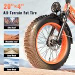 vefreedom Folding Electric Bike for Adults,Fast Ebike,20" x4.0 Fat Tire Commuting Electric Mountain Bike,Step-Thru Bicycle，Orange