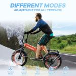 vefreedom Folding Electric Bike for Adults,Fast Ebike,20" x4.0 Fat Tire Commuting Electric Mountain Bike,Step-Thru Bicycle，Orange