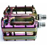 BOWOD Extra Large Colorful Bicycle Pedals Mountain Bike Pedals, Oil Slick CNC Aluminum Flat MTB Pedals w 9/16in Cr-Mo Spindle w 3 Sealed Bearings for Ebike City Commuter Hybrid Pedals Road Bike Pedals