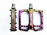 BOWOD Extra Large Colorful Bicycle Pedals Mountain Bike Pedals, Oil Slick CNC Aluminum Flat MTB Pedals w 9/16in Cr-Mo Spindle w 3 Sealed Bearings for Ebike City Commuter Hybrid Pedals Road Bike Pedals