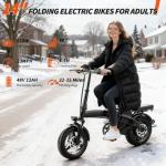 Folding Electric Bike for Adults, 14" Ebike 500W Peak Motor, 23MPH | 35Miles PAS Range | 48V12Ah Removable Battery | Commuter Foldable Electric Bicycles | UL 2849 Certified | Pedal Assist