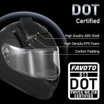 Favoto Full Face Motorcycle Helmet with 2 Visors and Anti-fog Film, DOT Approved Street Bike Helmet for Adult Men Women Matte Black Size Large