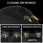 Favoto Full Face Motorcycle Helmet with 2 Visors and Anti-fog Film, DOT Approved Street Bike Helmet for Adult Men Women Matte Black Size Large