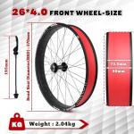BUCKLOS 26 x 4.0 Inch Fat Tire Bike Wheel Front Mountain Bicycle Rim 135mm Hub 9mm Quick Release Wheelset Aluminum Alloy Disc Brake 36 14G Spoke for MTB Ebike Beach Snow Cruiser